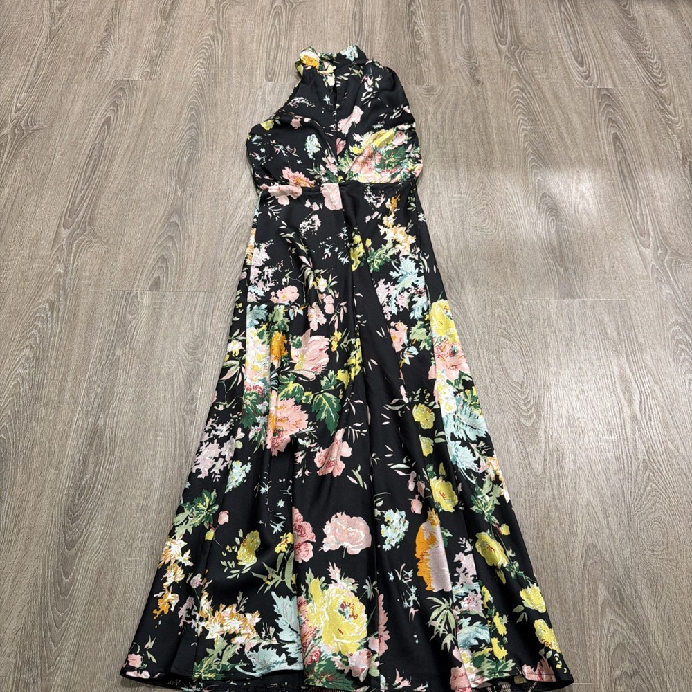 Petal & Pup Anabelle Halter Neck Midi Dress Size X-Small Black Floral - Picture 6 of 12